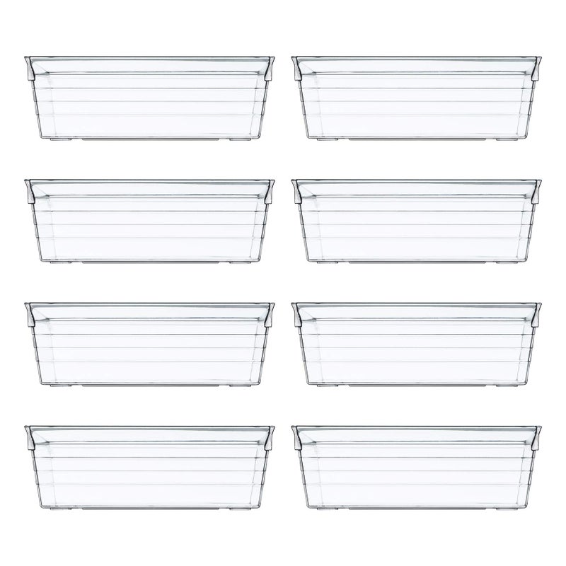 Backerysupply Clear Plastic Drawer Organizer Tray for Vanity Cabinet (6"Ã—3"Ã—2" Set of 8) Storage Tray for Makeup, Kitchen Jewelries and Gadgets - Image 1